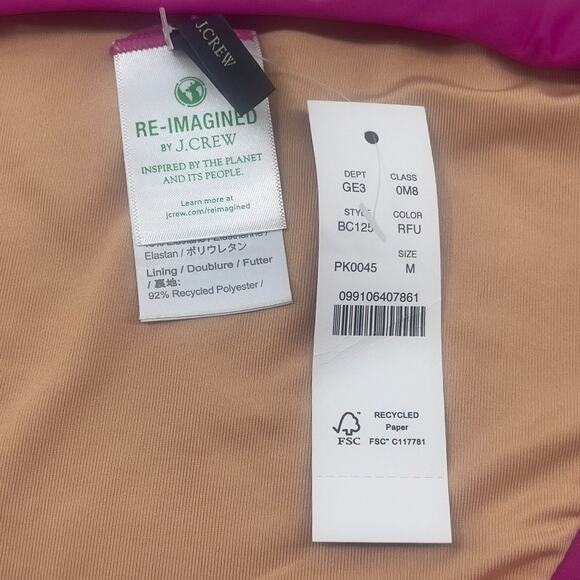 J Crew Curved Waist Bikini Bottom Fuchsia Cheeky Size Medium BC125 New - Picture 3 of 5